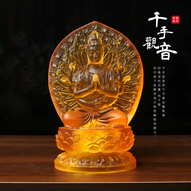 

Thousand Hands Bodhisattva Water Glazed Living Room Buddhist Hall Temple Lucky Ornament Guanyin Buddha Statue