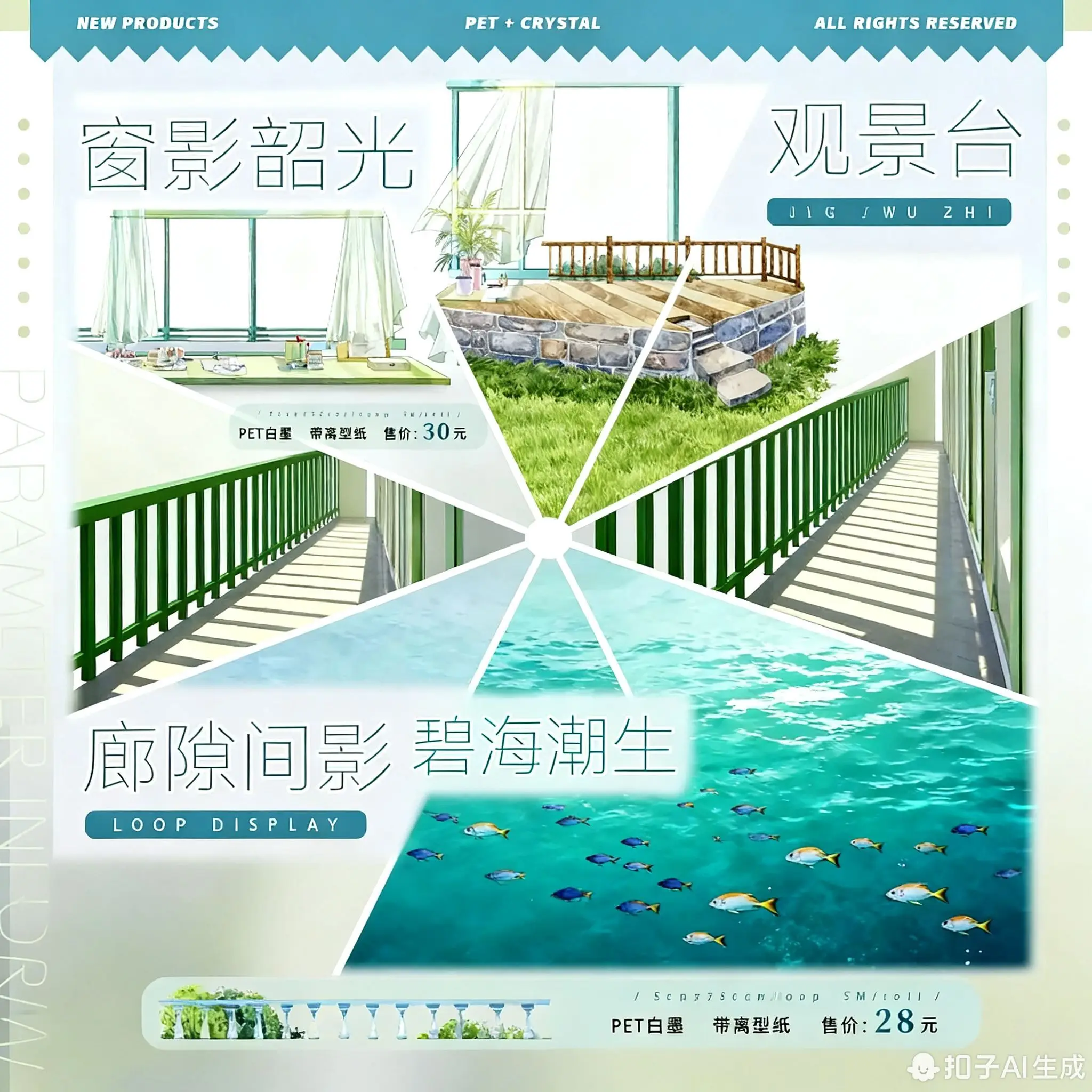 

Washi Pet Tape House Corridor Небо Водный журнал Фон Коллаж Древний стиль