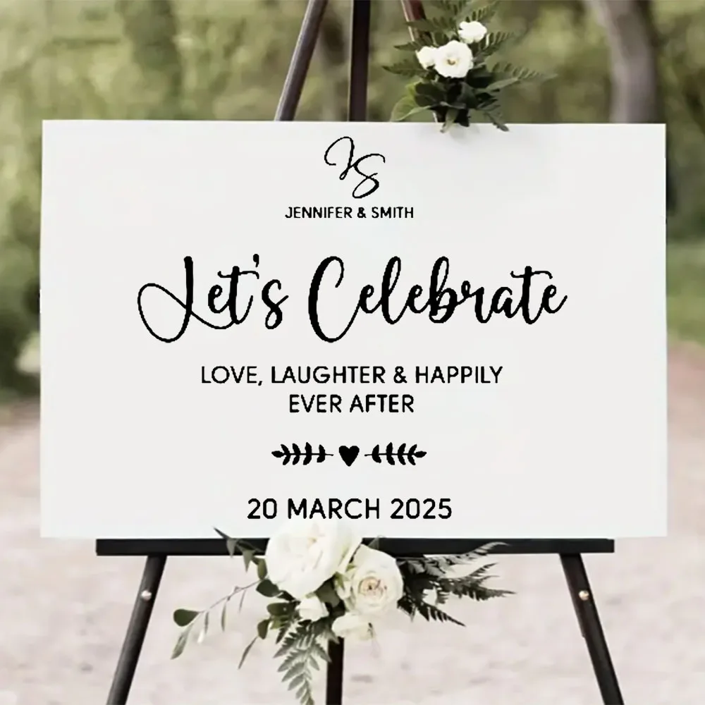 Artistic Font Wedding Stickers for Groom & Bride Names Dance Floor Decals with Beautiful Wishes Celebrations Date S2208