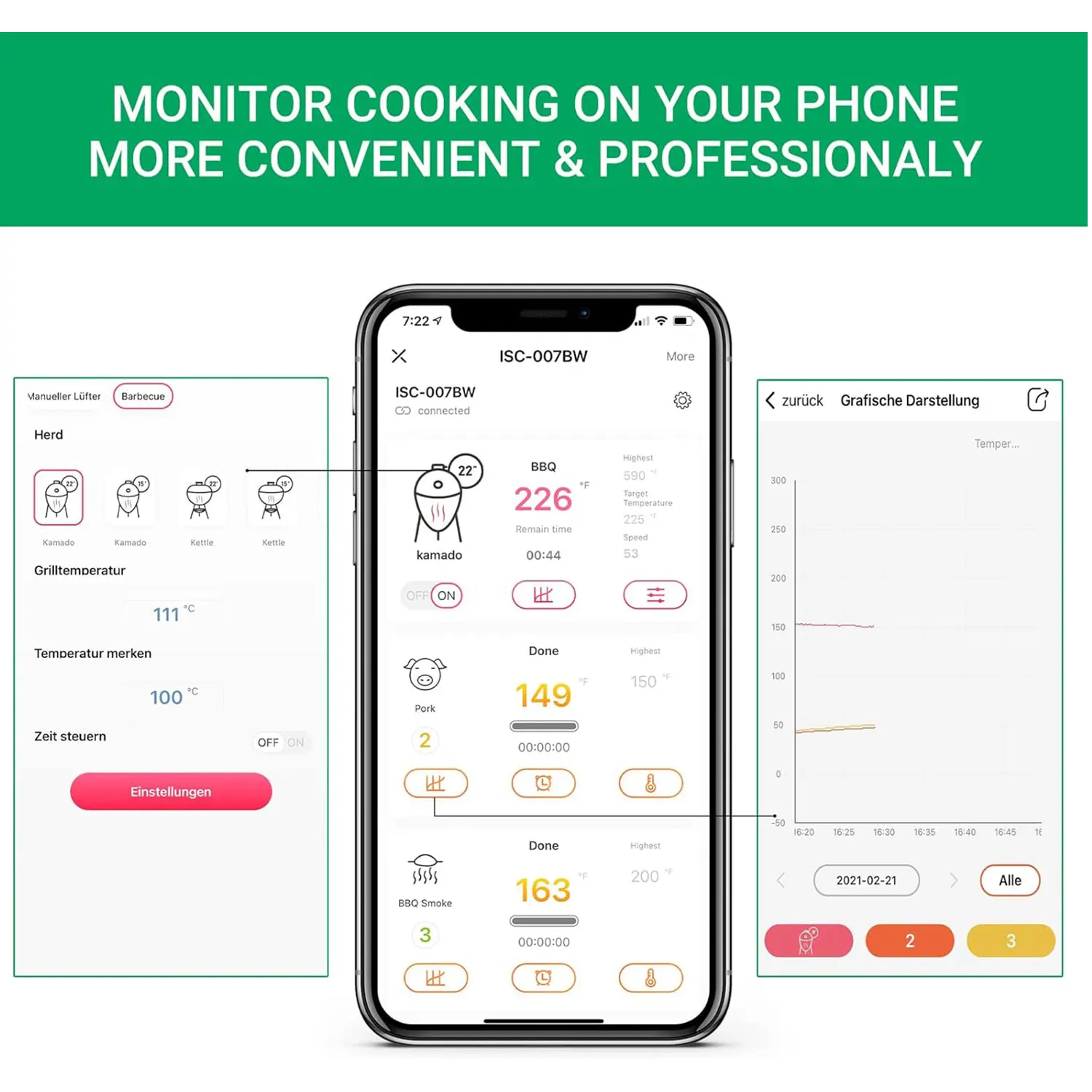 جهاز تحكم أوتوماتيكي في درجة حرارة الطعام من INKBIRD ، ترموستات الفرن ، واي فاي ، بلوتوث ، كامادو جو ، بيضة خضراء كبيرة وغلاية