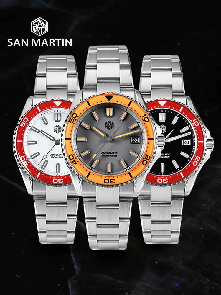 San Martin 2025 New Enamel Dial Full Luminous 39mm Dive Watch Luxury Men Watch NH35 Automatic Mechanical Waterproof 200m SN0129