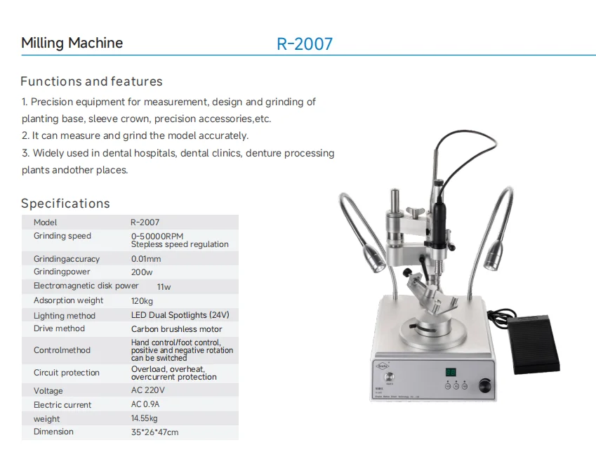 Dental lab all-in-one complete surveyor grinding milling machine surveying machine with electric micromotor