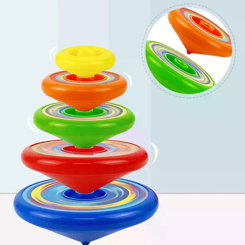 Spinning Top Gyroscope Toy Set with Launcher Flying Stackable Design for Kids Party Favors Birthday Gifts