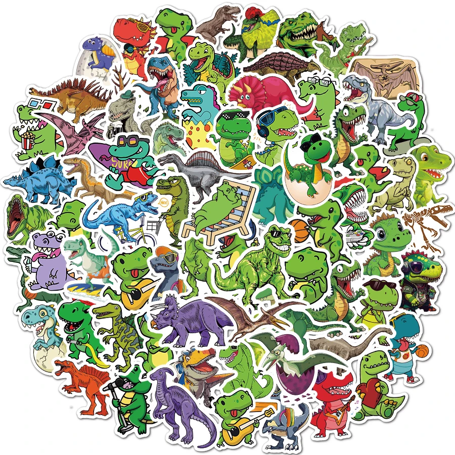 10/50/75 PCS Dinosaur Stickers Toy for Children Cute Animals Sticker to DIY Laptop Bicycle Motor Car Luggage Skateboard Decals