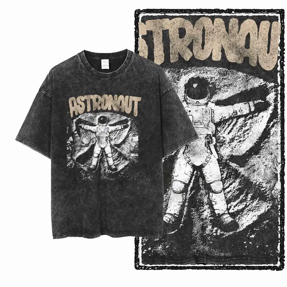 G37 Acid Washed Black Streetwear 100% Cotton  Space Printed Men's T-shirt |  Big Size Cool Vintage O-neck men's Tee Tshirt