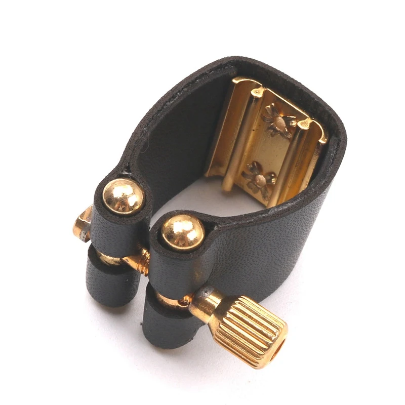 Quality For Sax Saxophone Ligature Accessories Black Compact Fastener Ligatures Mouthpiece PU Leather+Metal Parts