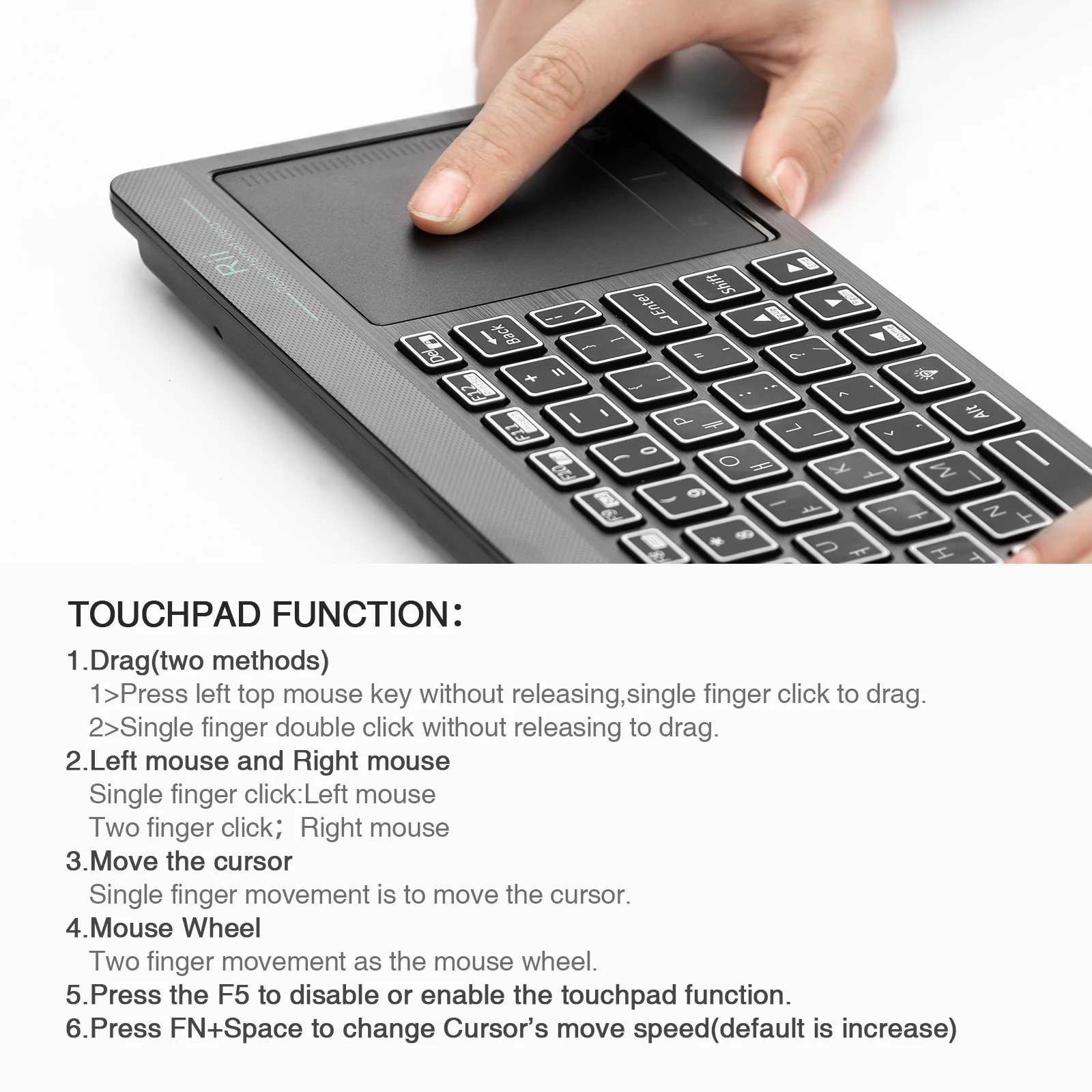 Rii K18S Mini Bluetooth Wireless 2-LED Color Backlit Multimedia Keyboard Mouse Rechargable Keyboard For Android TV Box /PC