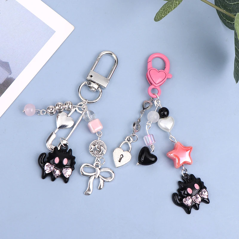 Y2k süße Katze Perlen Handy Lanyard koreanischen Schmetterling Bowknot Telefon kette für Mädchen Handy Charm Schlüssel bund