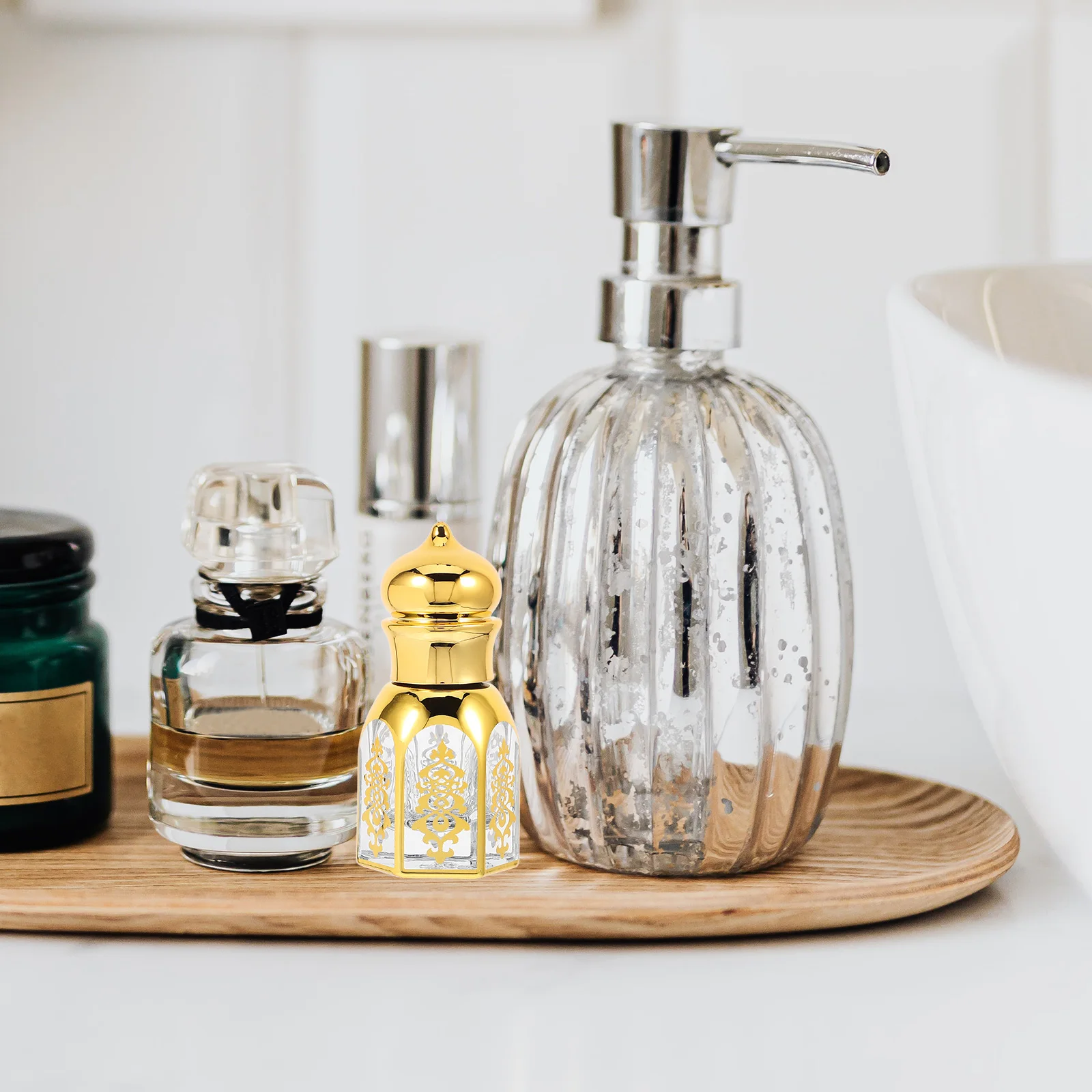 قطعتان من الزجاجات الدوارة الزجاجية القابلة لإعادة الملء، لفة الزيوت العطرية الصغيرة المقاومة للتسرب على الزجاجات، حاوية عطور للسفر المحمولة #5