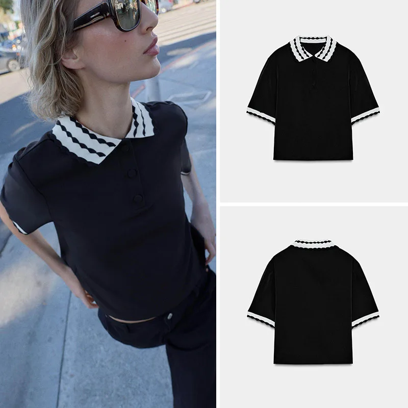 

Spring New Arrival Women's Casual ort Sve irt Collar Top Color Blo Design Faionable Ethnic Sle Ladies' Wear