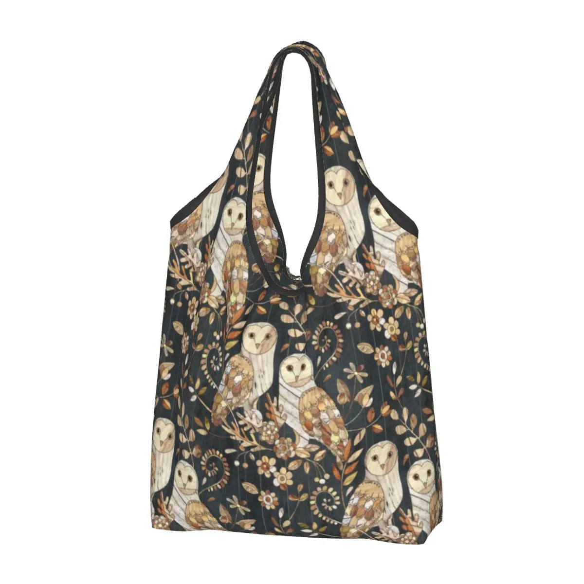 

Забавная деревянная сумка-тоут для покупок в стране чудес, сарая, сова, портативная сумка-шоппер для продуктов на плечо