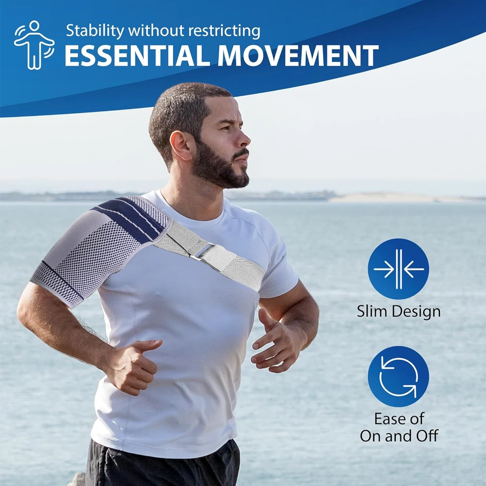 دعامة الكتف - كم دعم قابل للتعديل للكفة الدوارة الممزقة، وثبات الكتف والضغط - اليسار أو اليمين، للرجال والنساء