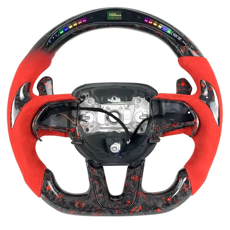 

Forged Carbon Fiber Steering Wheel with Light Emitting Diode Display for Automotive Customization
