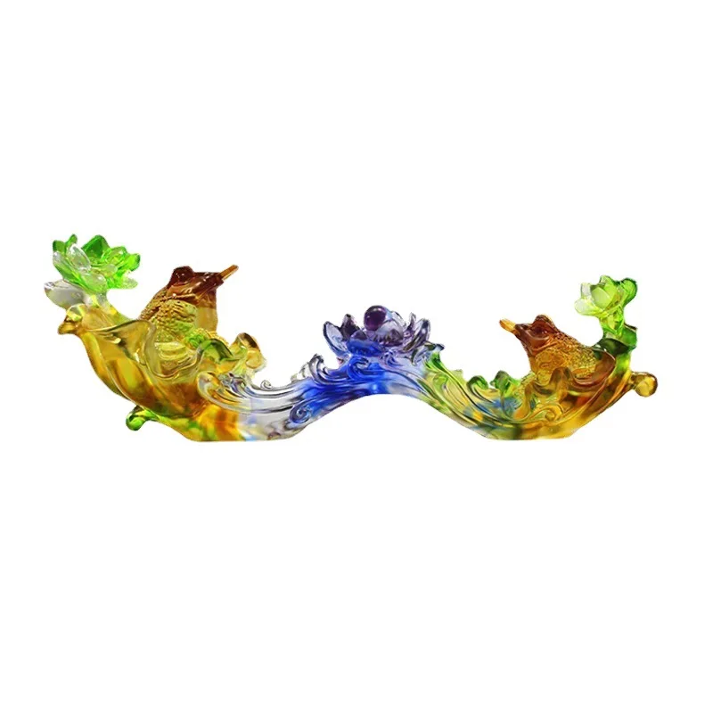 

Ancient glazed Ruyi golden toad ornament handicrafts home decoration housewarming gifts glazed art ornament
