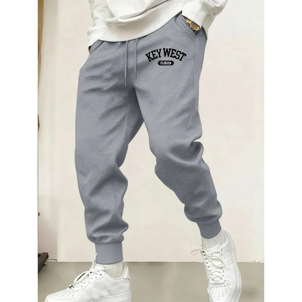 مفتاح ويست فلوريدا إلكتروني الطباعة رجل Sweatpants السراويل الناعمة الخريف متعدد الألوان السراويل الدافئة الصوف بانت Sweatpant الموضة #1