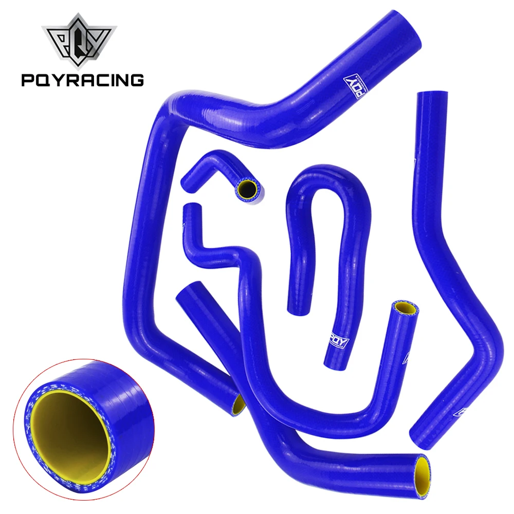 blue & yellow 6PCS Silicone Radiator Hose kit For HONDA CIVIC DOHC Type R DC2 EK4/9 B16A/B B18C With PQY Logo PQY-LX1304C-QY