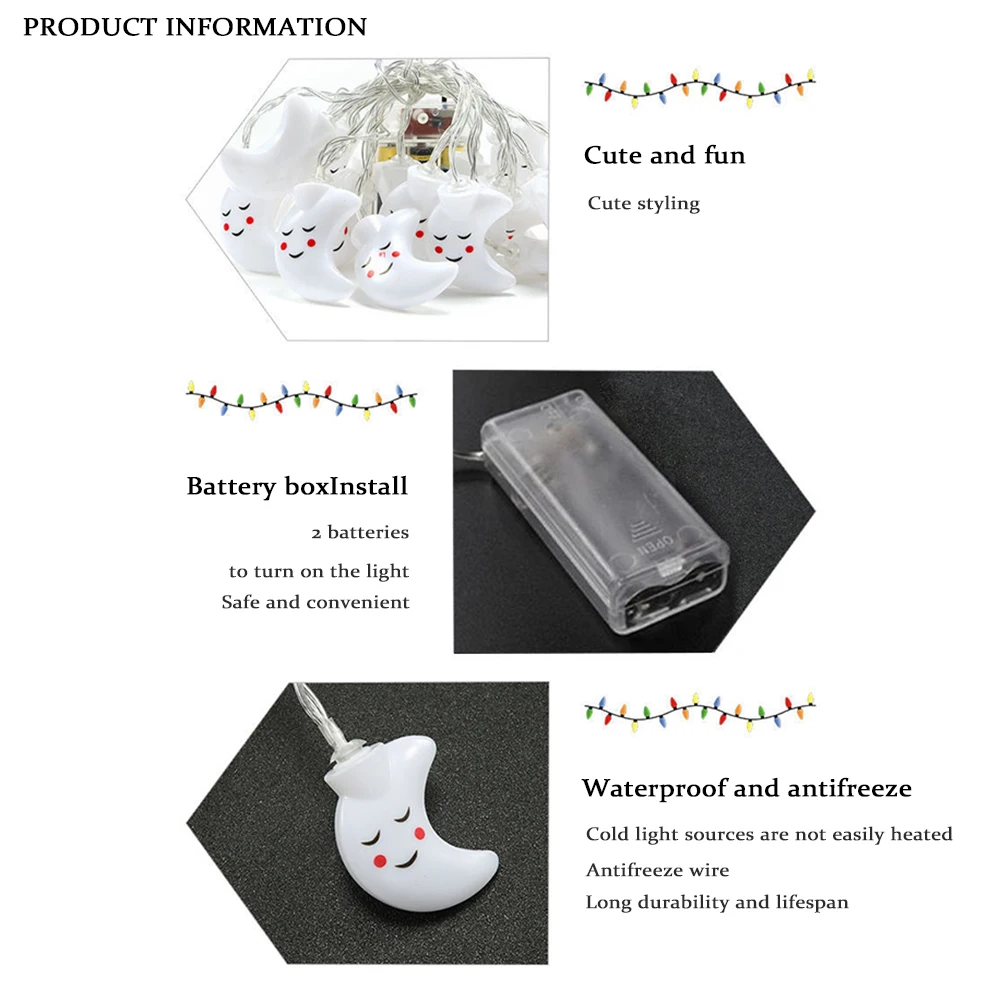 Led String Kerstverlichting Voor Kinderen Slaapkamer Batterij Aangedreven Opknoping Lichtslinger Ip45 Waterdichte Binnenplaats Bruiloft Decor