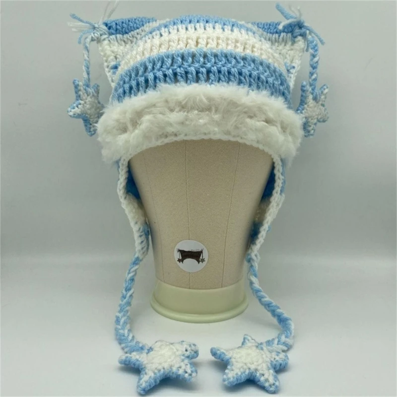 Girls Winter Knit Beanie Hat Easter Photo Prop Cute Cat Ear Hat Costume Y2K-style Cool Knitted Hat Easter Cat Ear Decorations