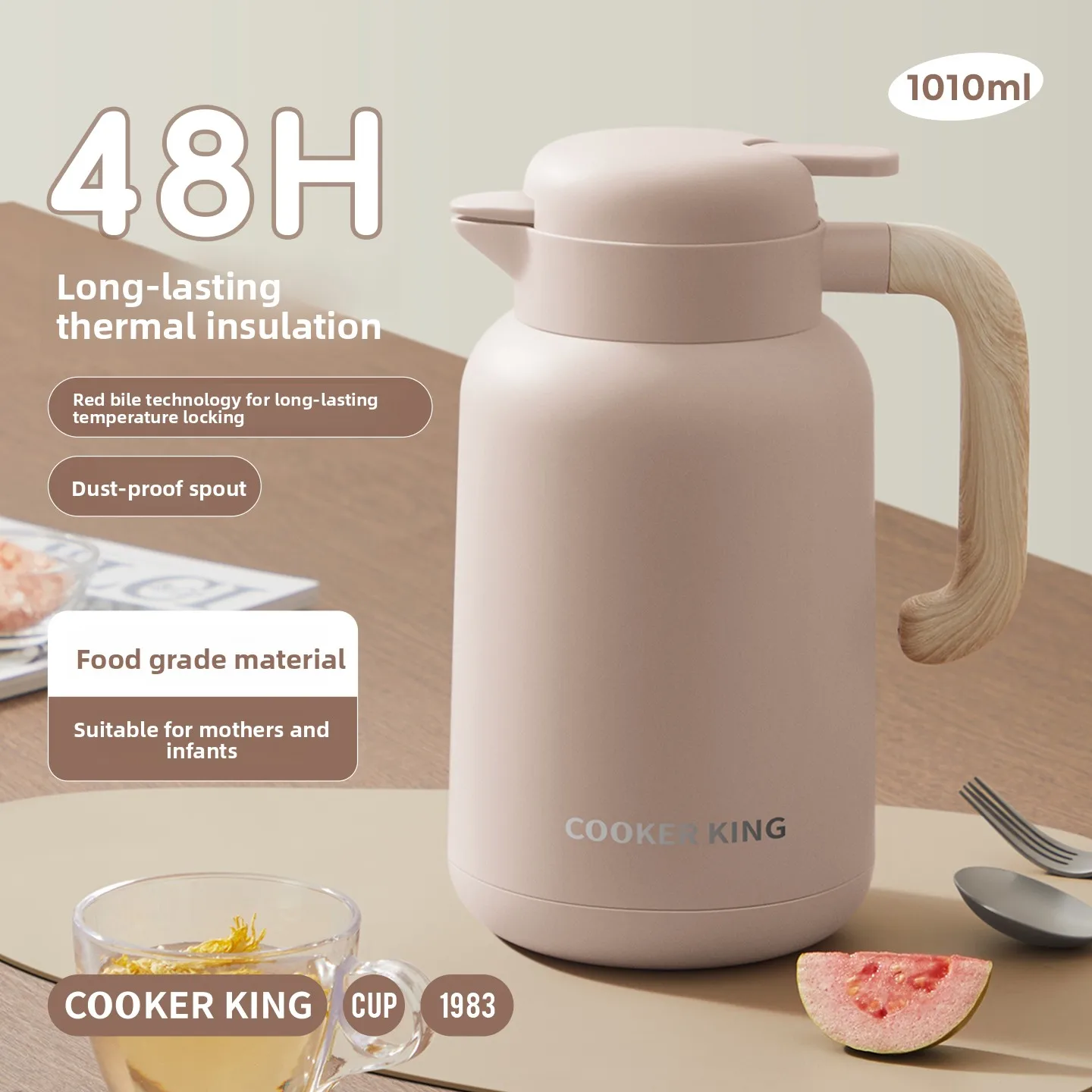 

COOKER KING 1L Coffee Pot Thermal Cup with Lid for Hot Drinks Outdoor Activities Camping Hiking Travel Lightweight and Durable