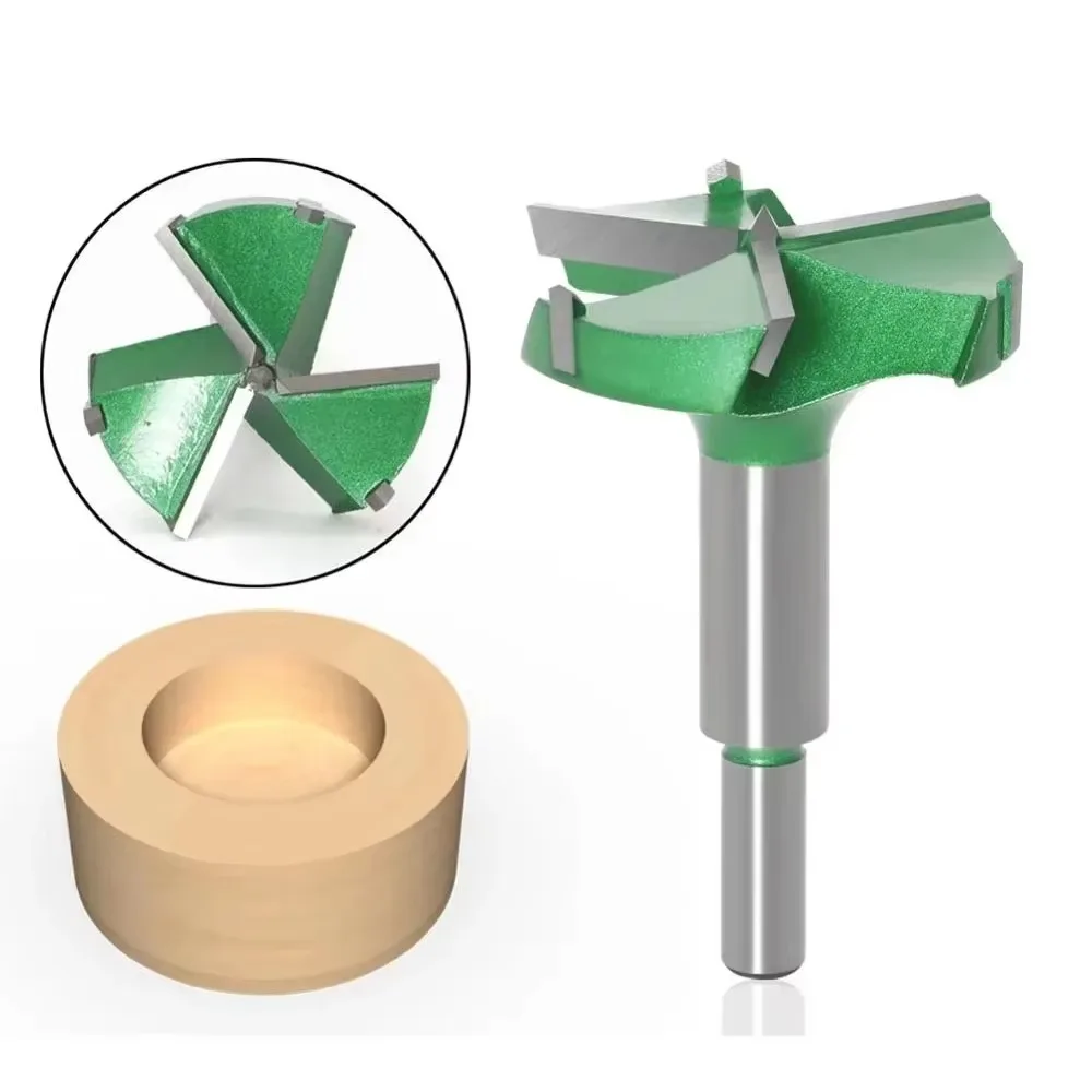 

1pcs 35-60mm 3 teeth Forstner tips Woodworking tools Hole Saw Cutter Hinge Boring drill bits Round Shank Carbide Cutter