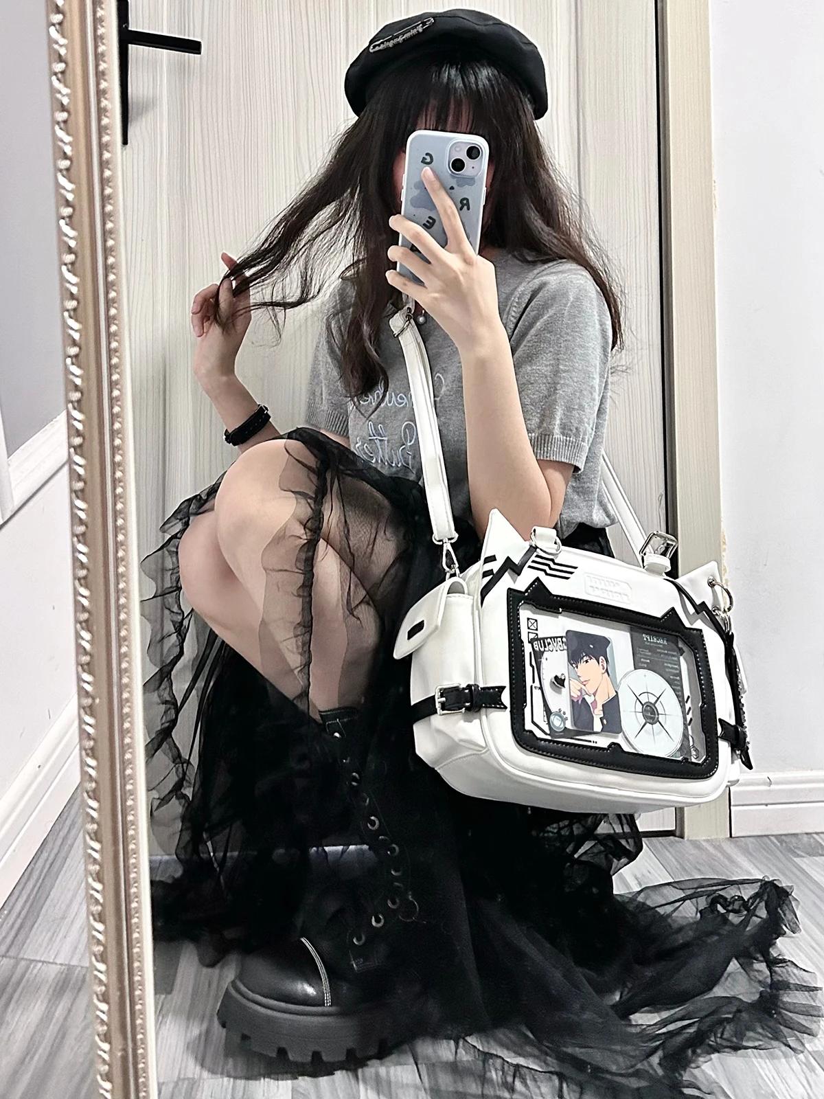 

3way Ita Backpacks New Fashion Cartoon Transparent Shoulder Bags Teenage Girls PU Autumn Crossbody Bag Display Bolsas Сумка