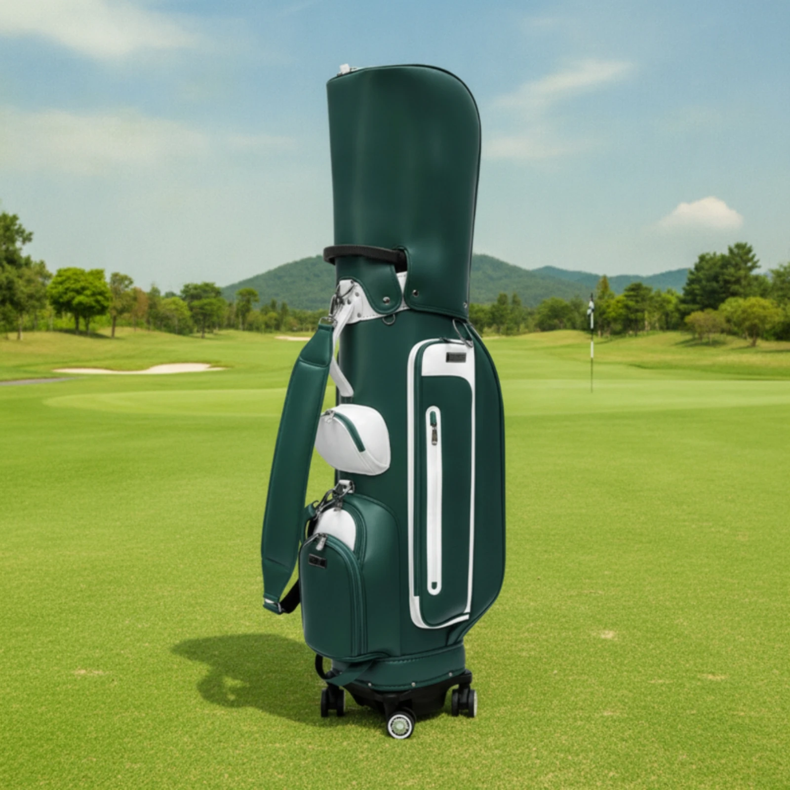 Golf Bag with Retractable Handle Waterproof Golf Cart Bag with Wheels Wheeled Multi-Pocket for Golfers