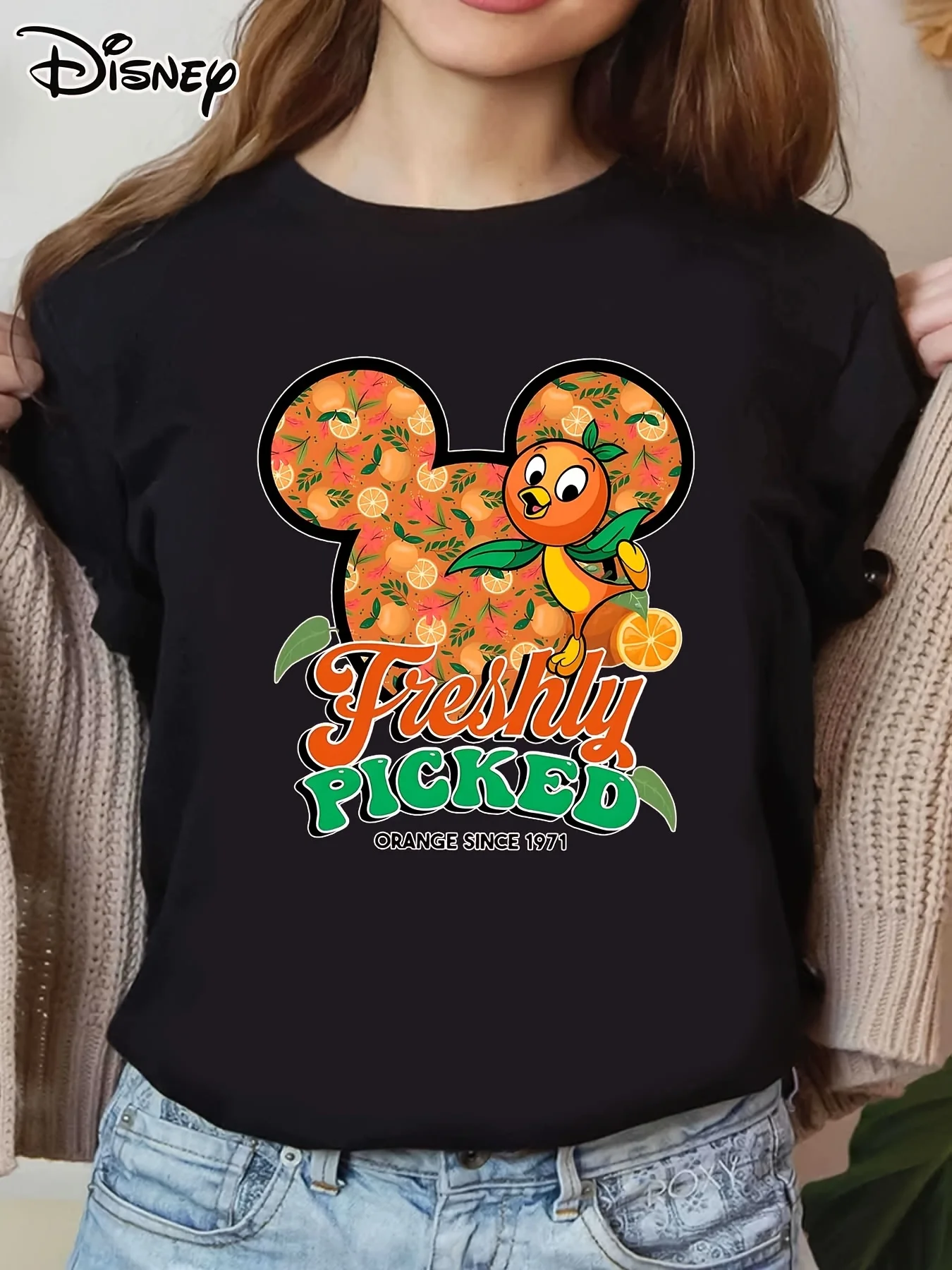 Camiseta negra para mujer, divertida camiseta con gráfico tropical "en escabeche" con diseño de cítricos frescos, camisa ligera de verano para vacaciones