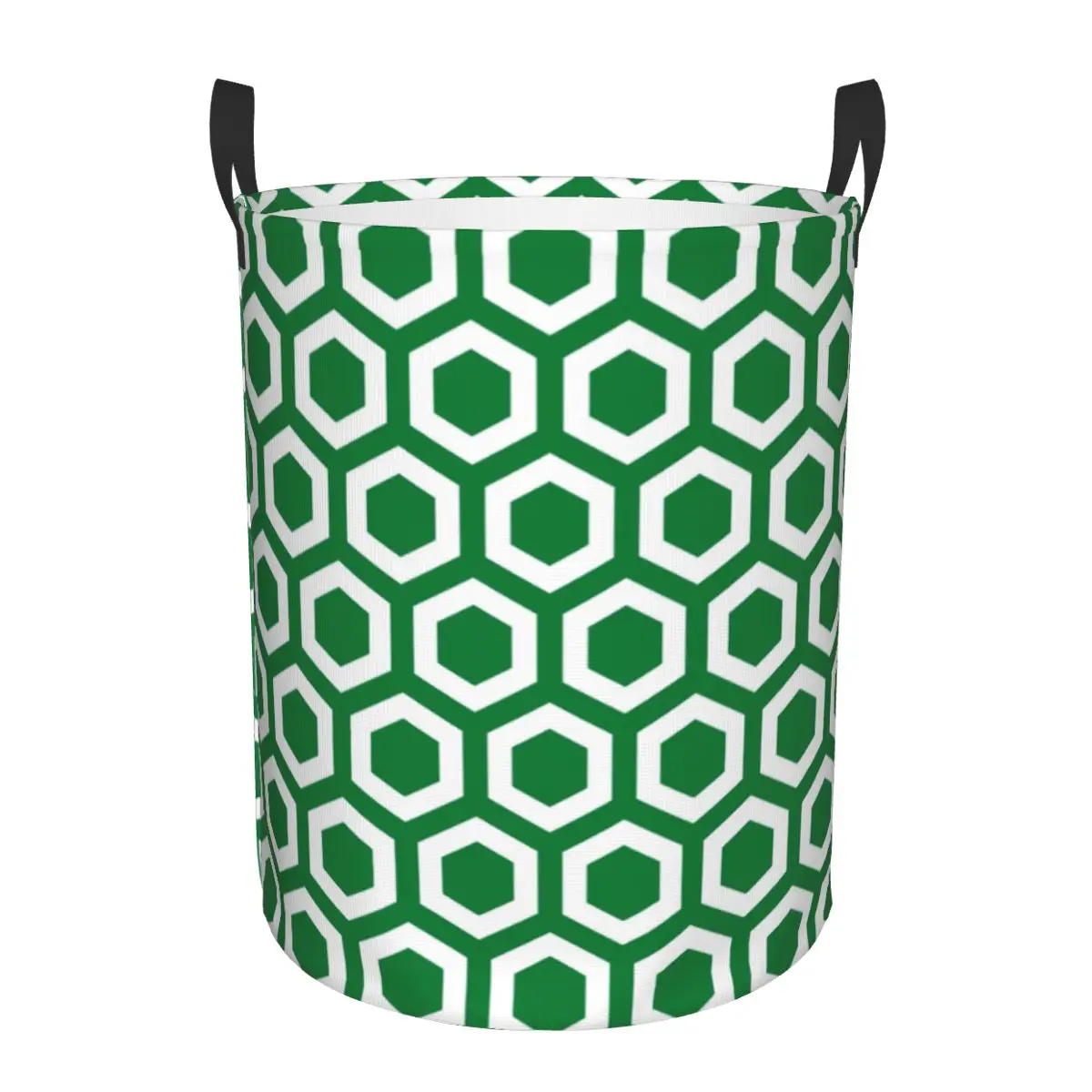 Customized Green Hexagons Geometric Laundry Basket Collapsible Mid Century Modern Toy Clothes Hamper Storage Bin for Kid Nursery