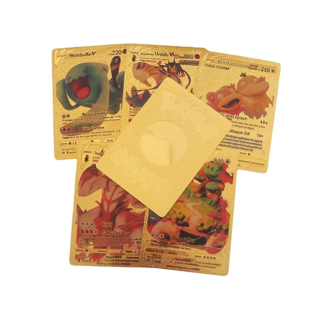 Pokémon Gold Foil Card Collection, Francês Cartões de Jogo, Battle Carte Trading, Brinquedo Infantil, 55Pcs