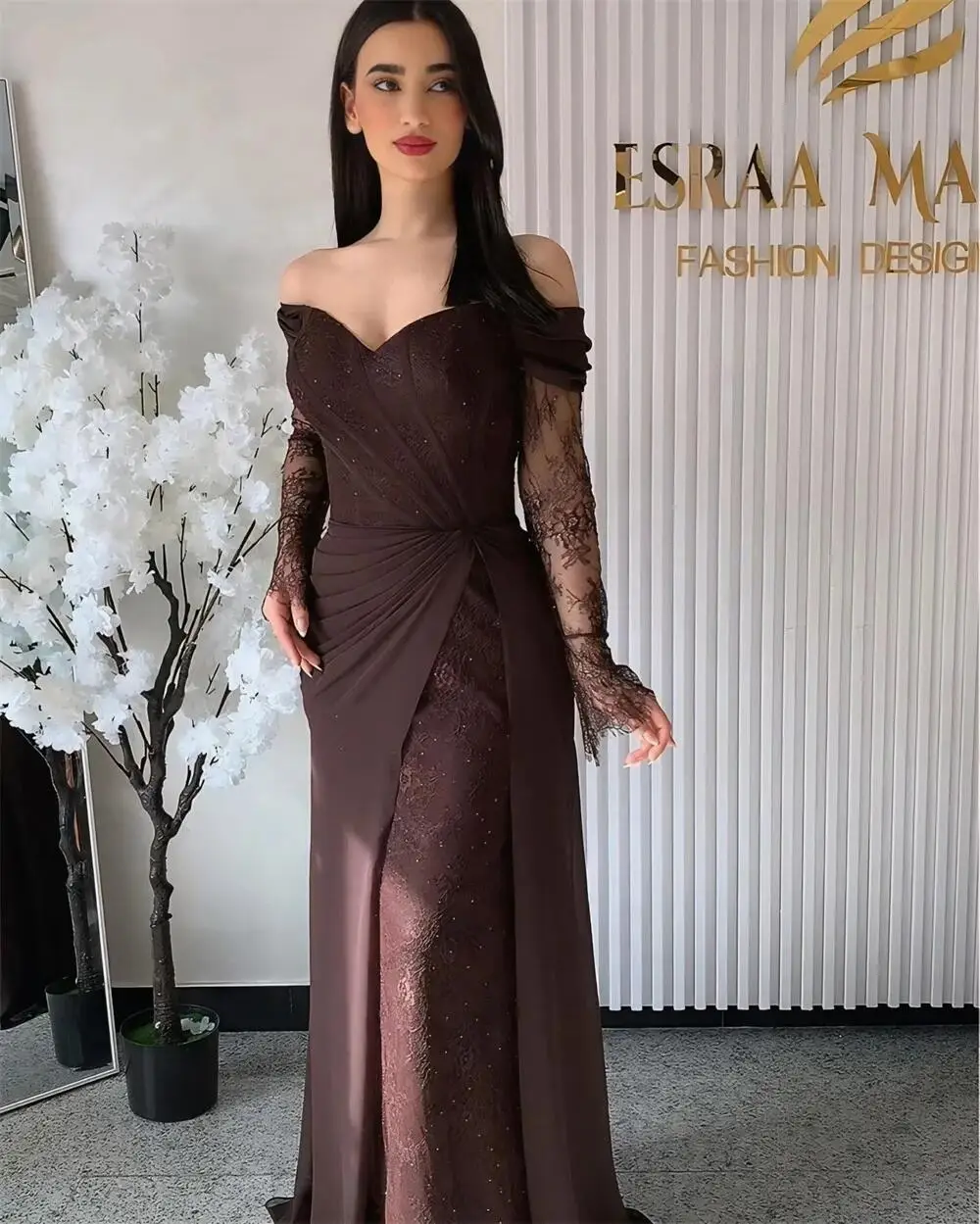 فستان نسائي مخصص عالي الجودة برقبة على شكل حرف v بطول الأرض وشفاف شفافية شفافة من فيستدوس بارا بودا بسحاب فستان عالي الشوكة وصمة عار ংলাونغونزهونبيز