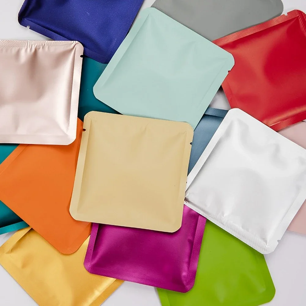 100 Stuks Open Top Pure Aluminiumfolie Verpakkingstas 2G ~ 15G Kruidenpoeder Thee Suiker Zout Shampoo Trail Warmte Afdichting Opslagzakjes