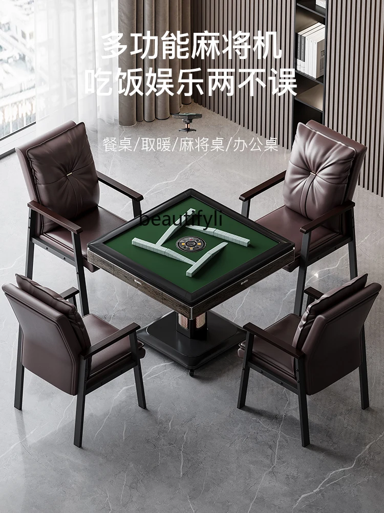 Folding Roller Coaster Mahjong Machine Automatic Four-Port Heating Mahjong Table Household Bass Motor