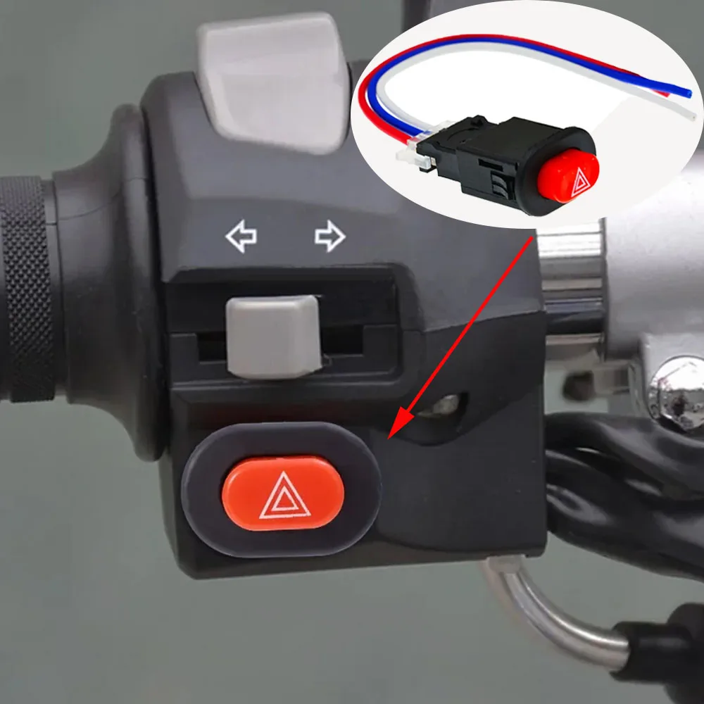 

Motorcycle Double Flash Switch Hazard Light Switch Button Flash Warning Scooter Electric Vehicle Modified Emergency Signal Lamp