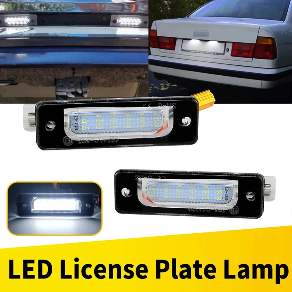 2 قطعة الأبيض Canbus LED رقم لوحة ترخيص ضوء مصباح لسيارات BMW 5 سلسلة E34 1988-1996 لسيارات BMW 7 سلسلة E32 1986-1994 اكسسوارات السيارات #1