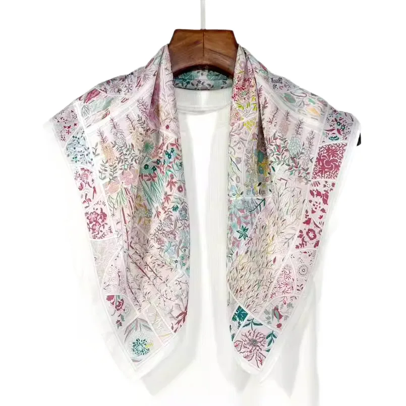 14 مومي 100% وشاح حريري حقيقي طبيعي المرأة باندانا أوشحة مربعة التفاف منديل التوت الربيع موضة عالية الجودة الحجاب 65 سنتيمتر #4