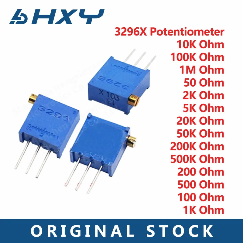 10PCS 1K 2K 5K 10K 20K 50K 100K 200K 500K 1M Ohm 100R 200R 500R 3296X Resistor Ohm Trimmer Potentiometer