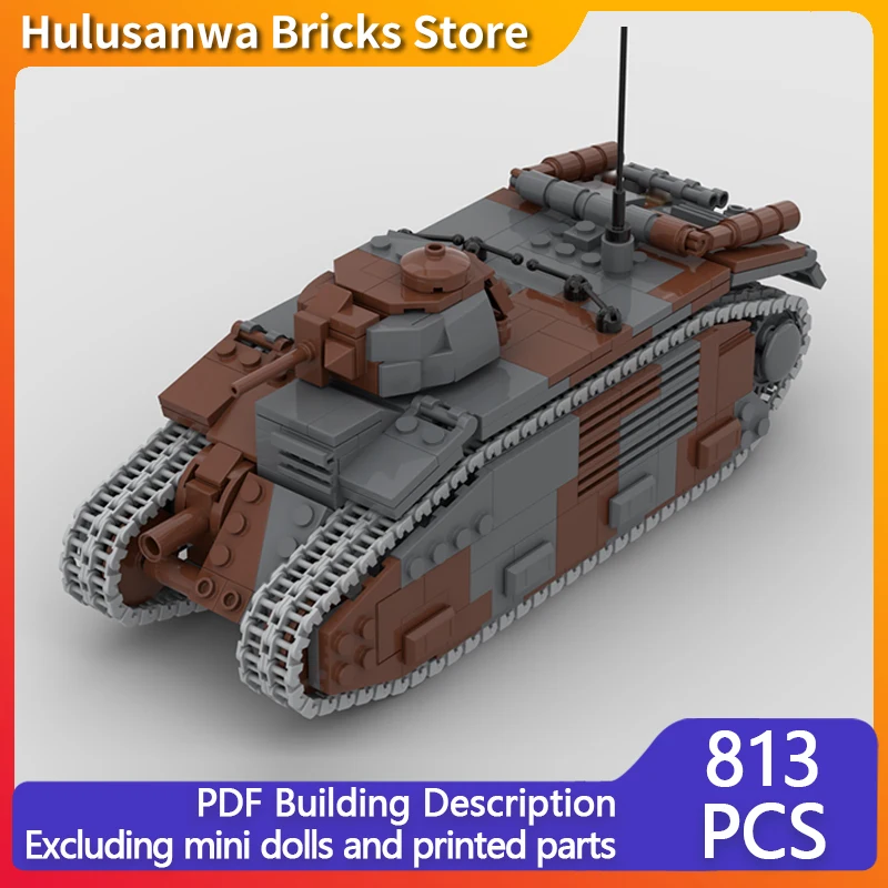 B1 Bis Military Tanks Model MOC Building Bricks War Equipment Modular Technology Gifts Holiday Assemble Children Toys Suit