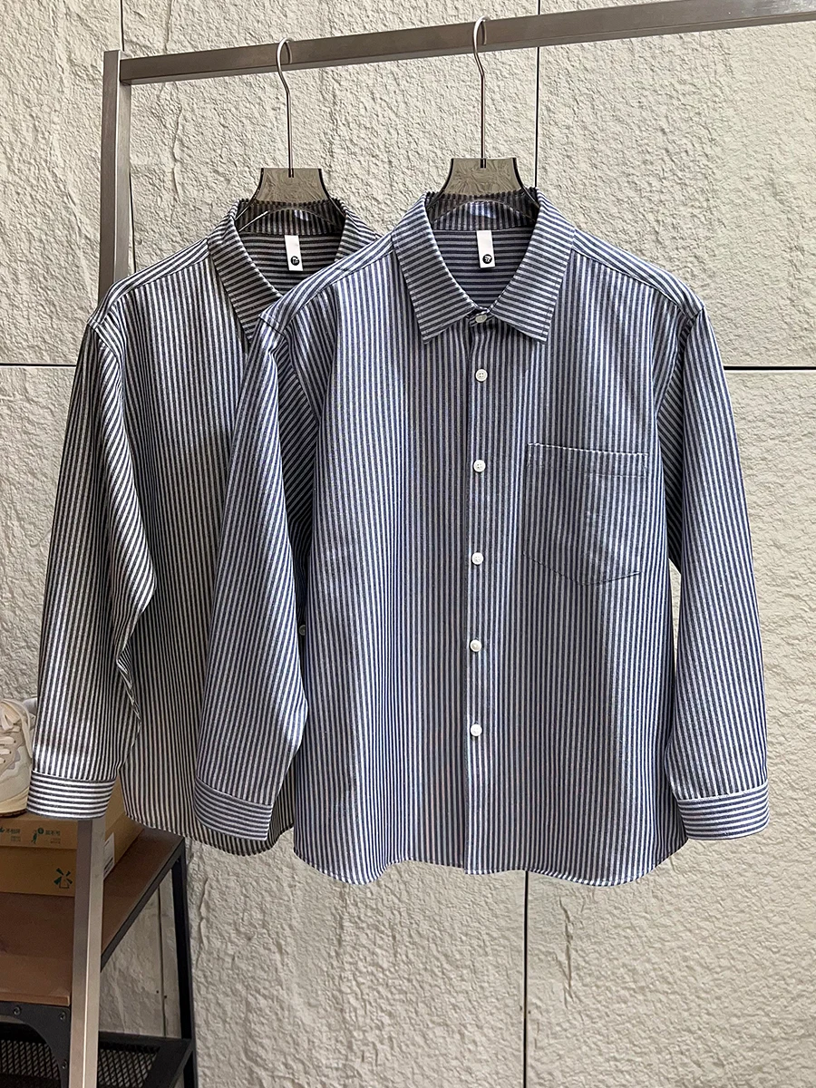 

Classic Stripes Men's Retro Artistic Spring Summer Casual Long Sleeve Cotton Linen Blend Shirt Breathable Comfortable Standar...