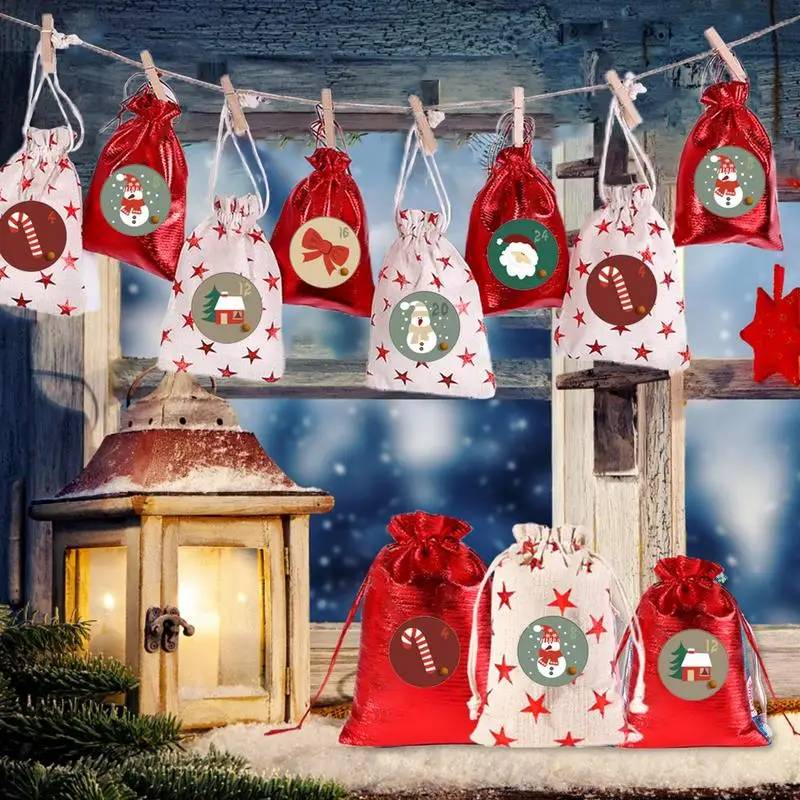 Merry Christmas Stickers 24 Days Christmas Advent Calendar Number Sticker Round Label Tag Seal Sticker Christmas Party Supplies image 3
