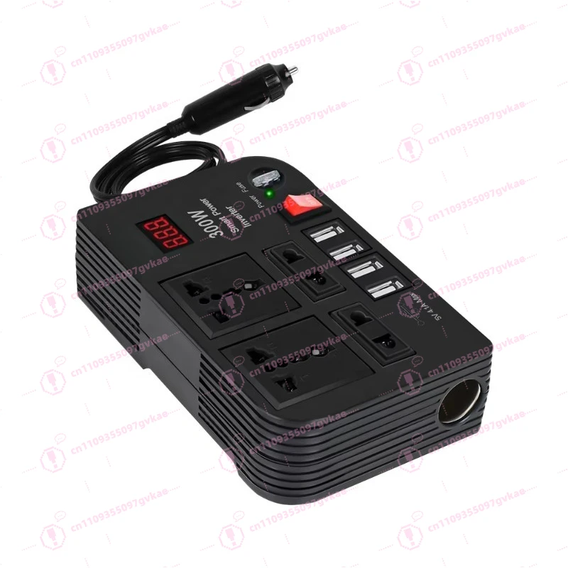 

High Power 300W Car Battery Inverter Digital Display Improved Sine Wave High Efficiency AC 220V Single Output Car Charger