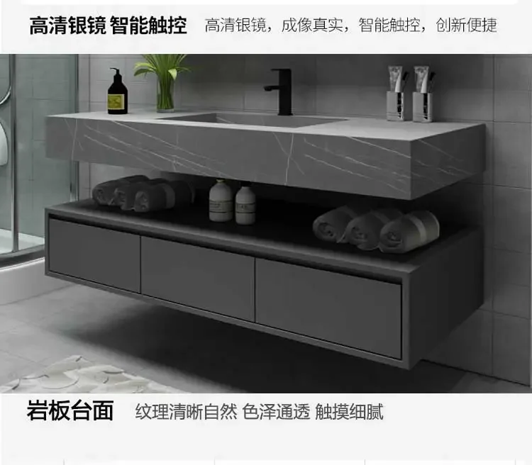 

Solid Wood Popular Bathroom Cabinet Furniture Vanities Sink Nordic Home Furniture Modern Black Washroom Toile