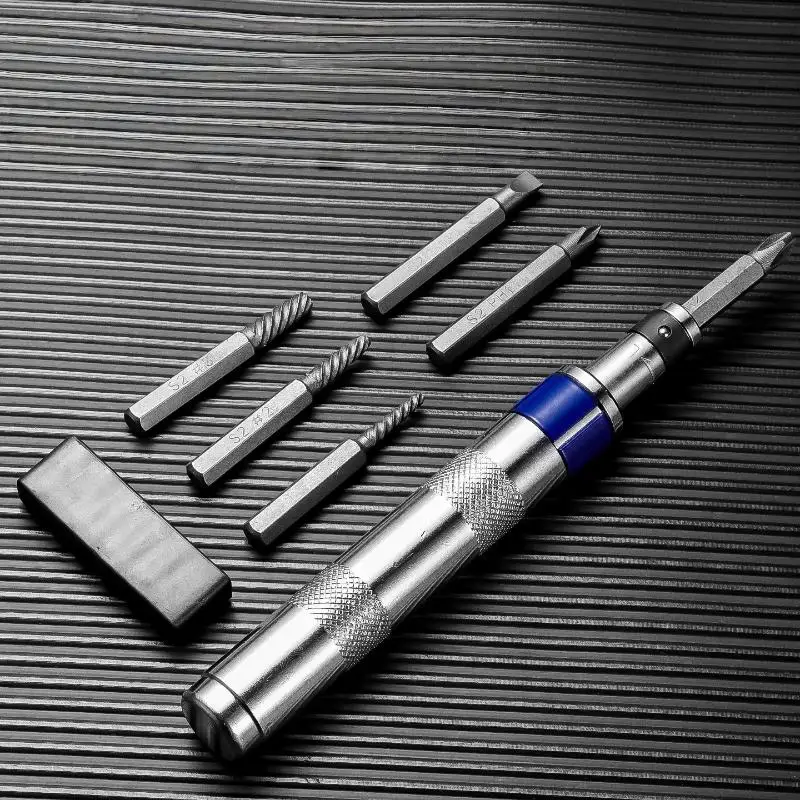 1Set 6 In 1 Impact Screwdriver Kit - 1/4-inch Impact Drive Rusted Stuck Broken Fasteners Remover Tool for DIY Repair Automotive