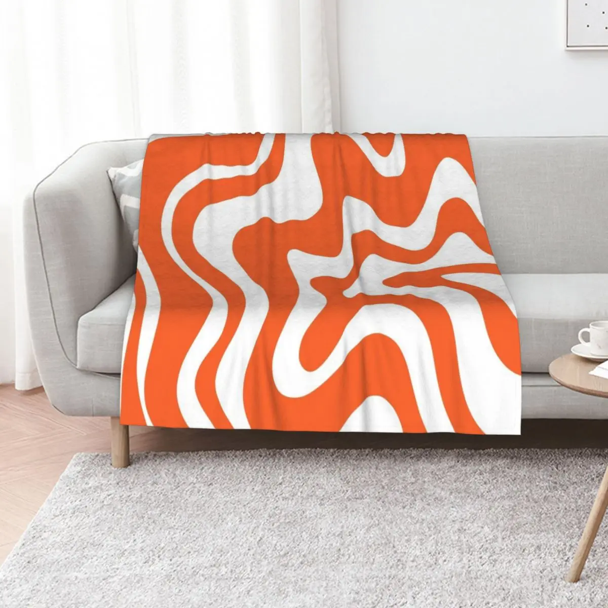 Liquid Swirl Retro Abstract Pattern in Burnt Orange and White Throw Blanket Bed Sofa Quilt Luxury halloween Sofa Blankets