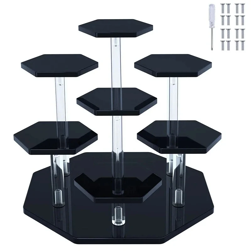 7-Tier Square Acrylic Display Stand Cosmetic Perfume Organizer Storage Rack Cupcake Dessert Showcase Mini Anime Figure Holder