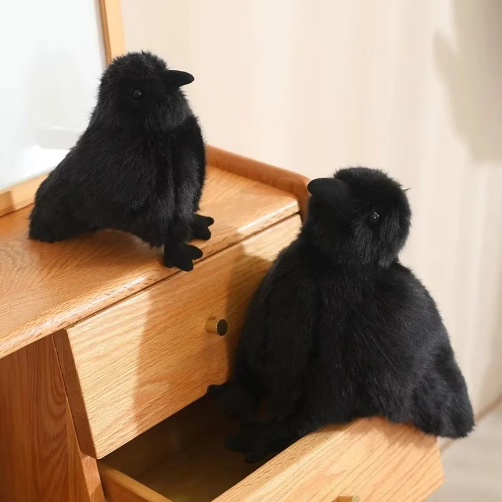 15cm Realistic Crow Plush Toy Soft Fabric Black Color Stuffed Crow Animal Creative Design Kawaii Style Bird Soft Doll Kids Play