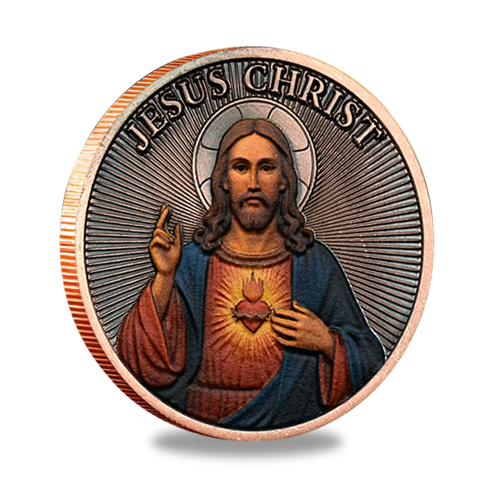 Jesus Christ Zinc Alloy 3D Three Dimensional Relief Commemorative Coin Bible Cross Metal Medal