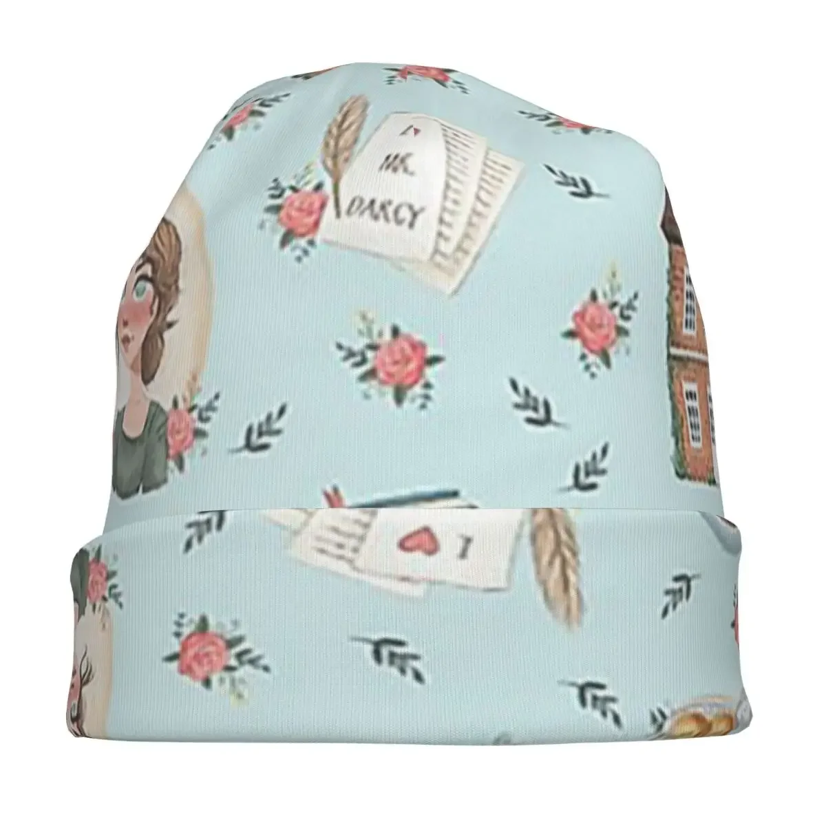 Orgulho e Preconceito - Jane Austen Inspiration Boné de malha quente Moda Bonnet Chapéu Outono Inverno Gorros Chapéus para adultos unissex