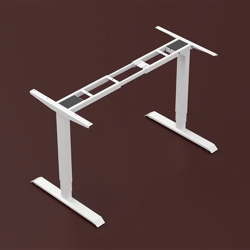Dual Motor Electric Standing Desk Frame Retractable Height Adjustable Pure White Black Metal Sit Stand Base