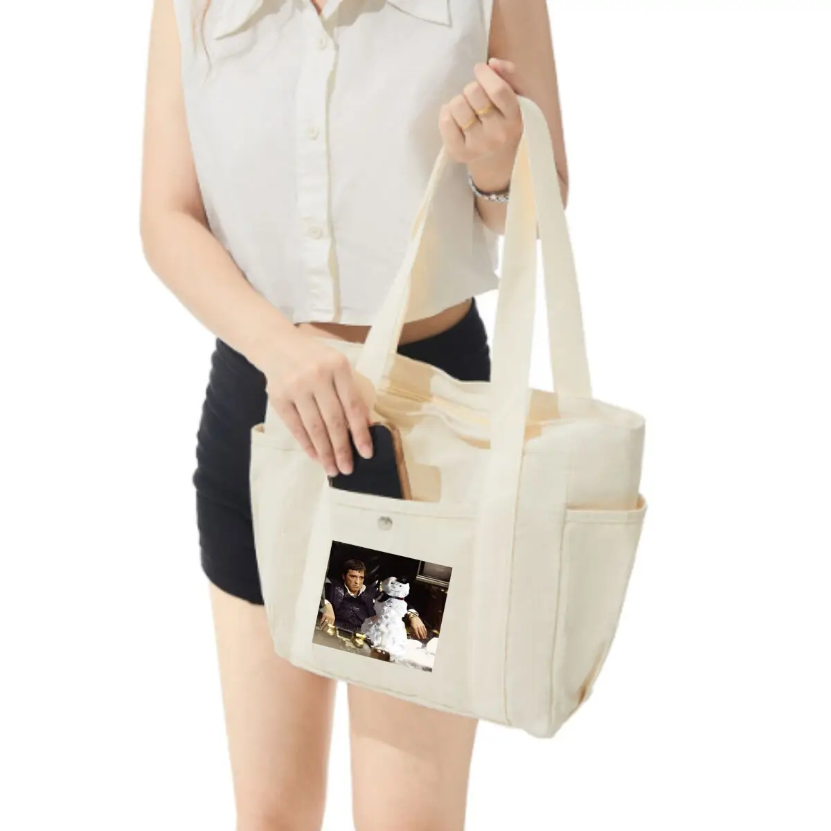 Snow Man Spreads Winter Joy Multiple Pocket Lightweight Foldable Design for Office Commute Shopping