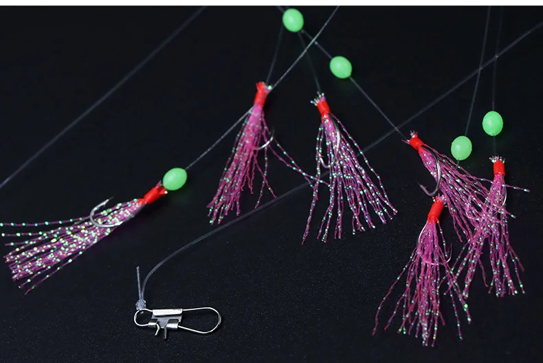 ShareShark 10 Stück Angelblink-Köder-Rigs mit leuchtenden Angelperlen, hohe Carbon-Haken, Schnurhaken für Süß- und Salzwasser – Detail 9